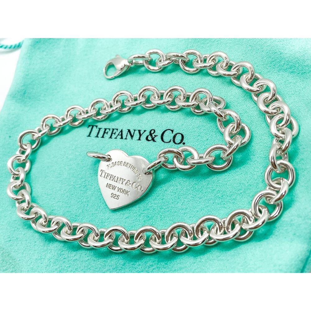 Tiffany & Co. Return to Tiffany Large Heart Tag Necklace Sterling Silver 15" - Picture 8 of 9